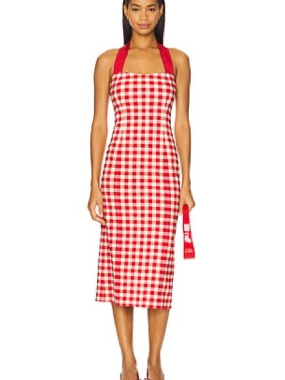 Liz LPA Midi Dress in Red Gingham Print
